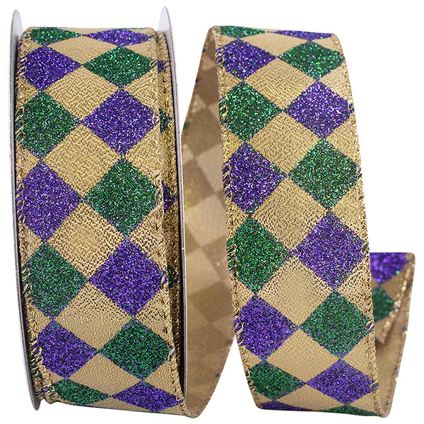 2.5  x 10 yds Mardi Gras Pattern Ribbon