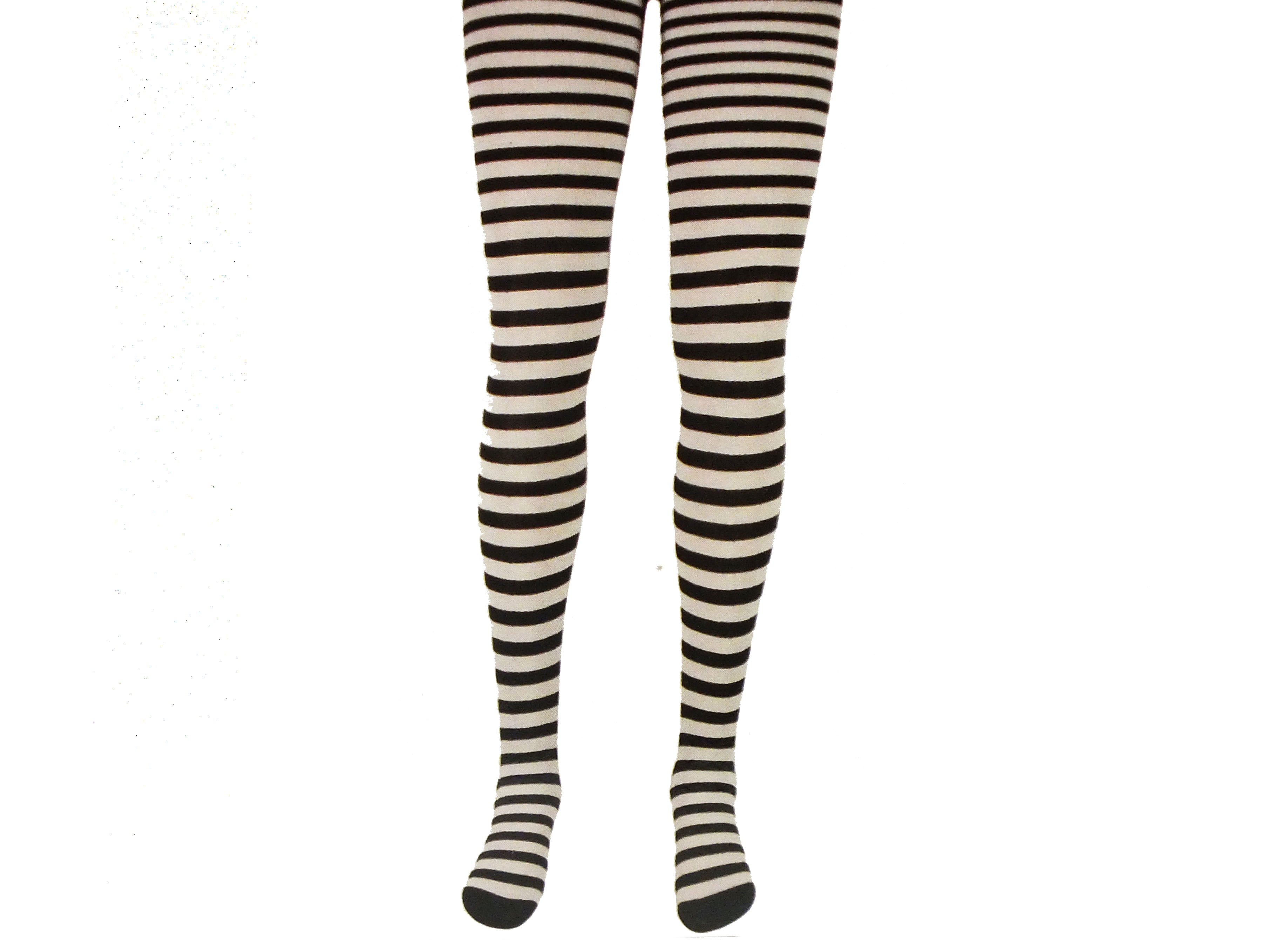 Women's Black and White Diagonal Striped Tights 7085-Black/White 