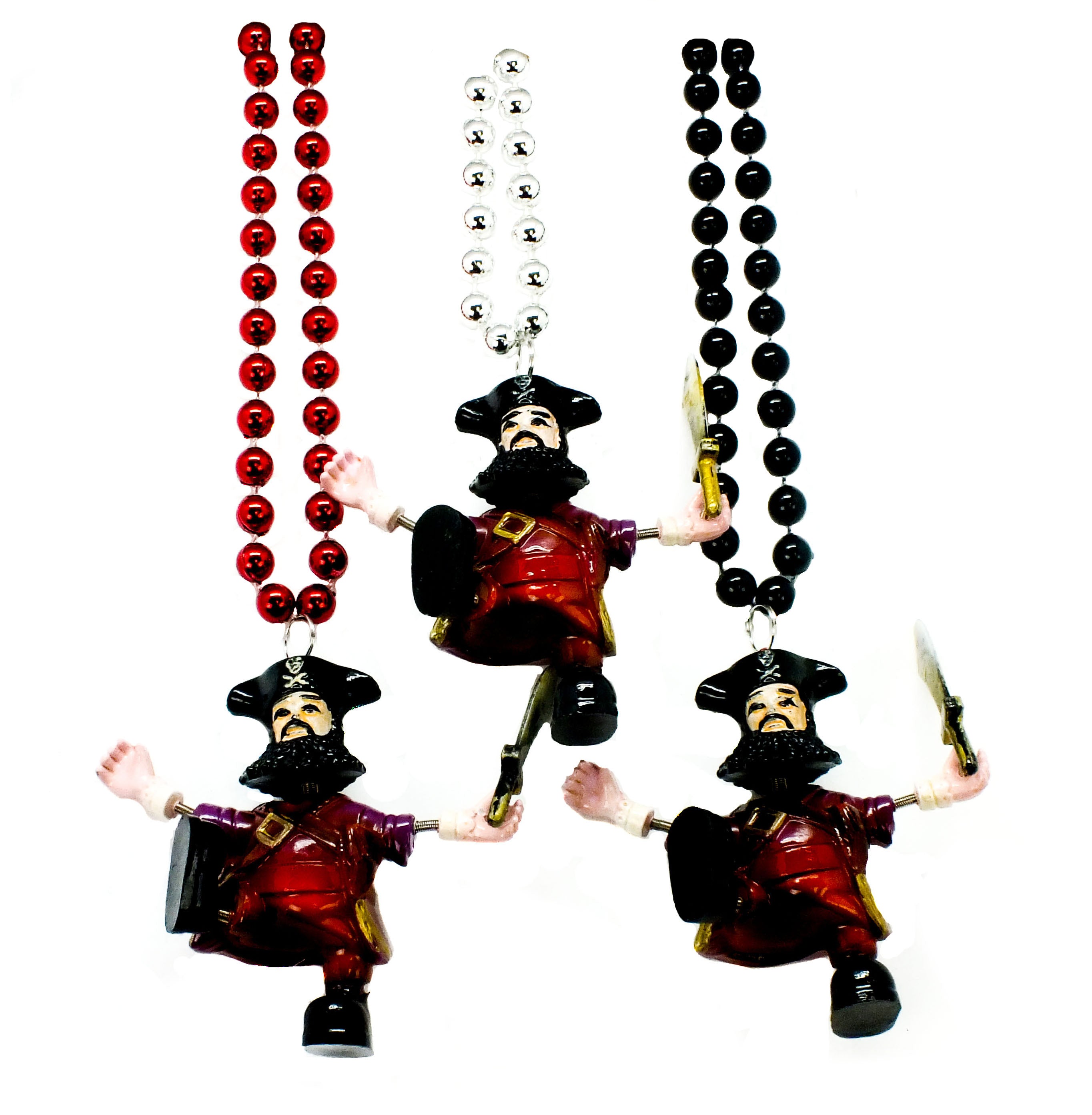 Pirate Beads Necklace Mardi Gras Booty Treasure Beard Black Beads