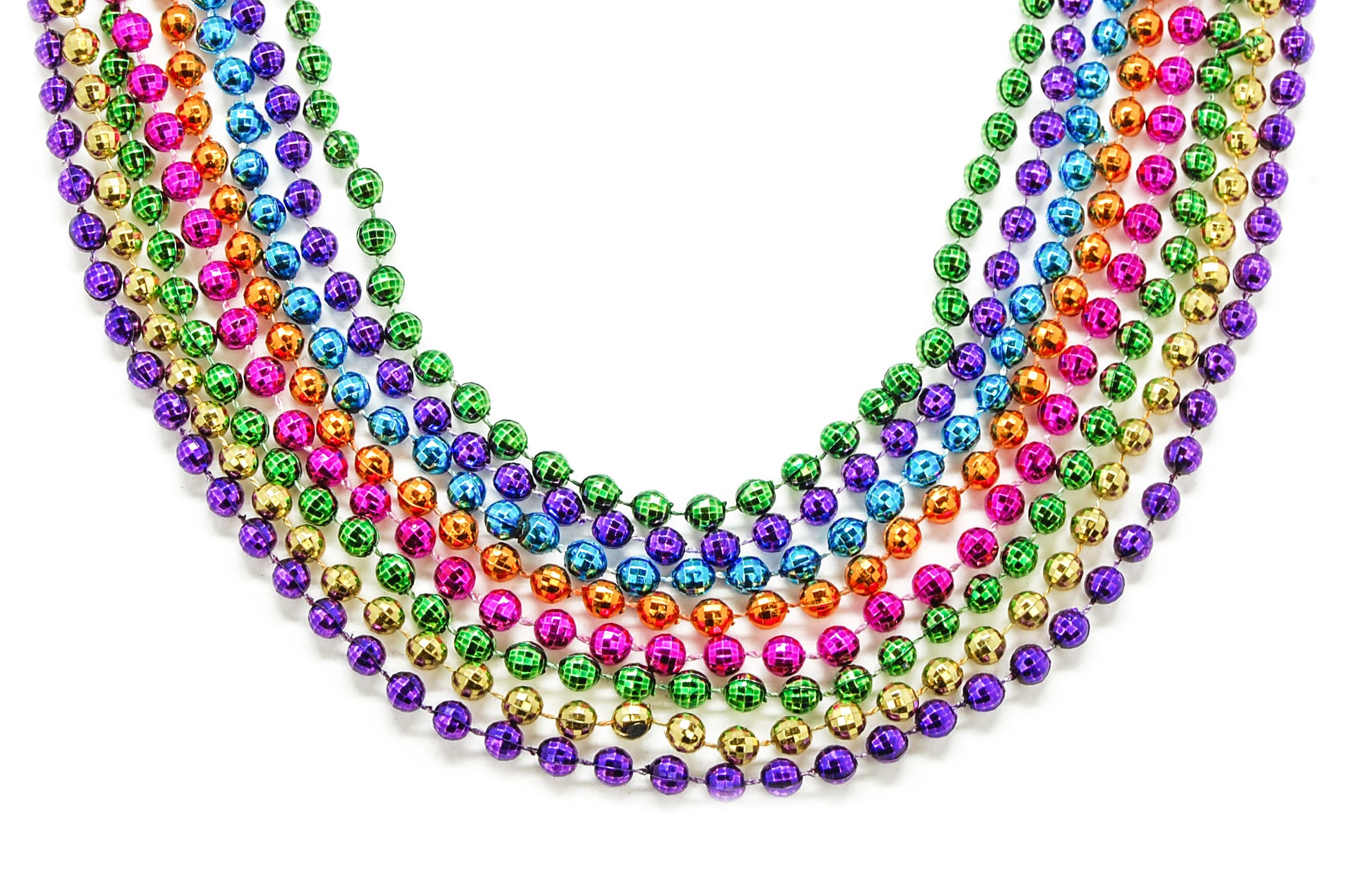 24pcs 33 Inch 7 mm Metallic Hot Pink Bead Necklaces, Mardi Gras