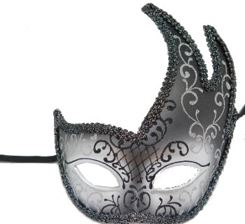 8 Mardi Gras Mask Charm Silver by TIJC SP0802