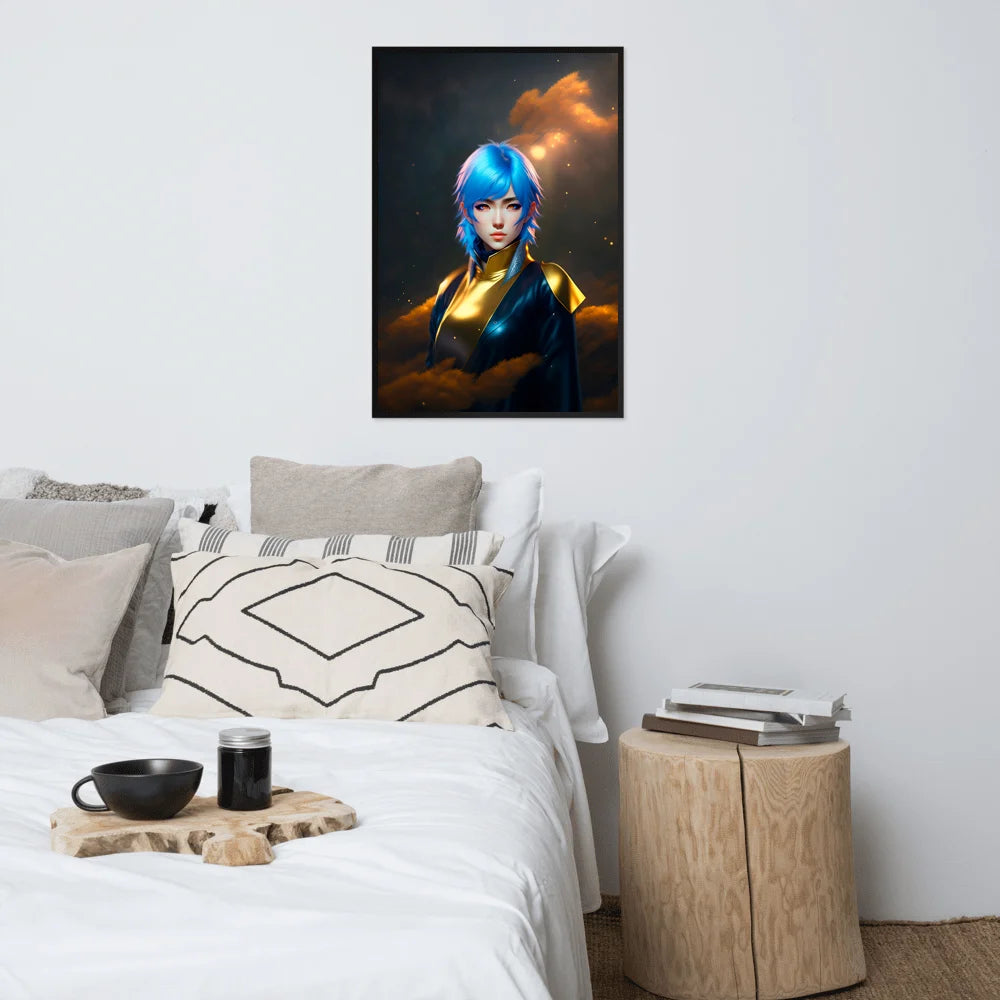 Kitsune Poster: Elegant Anime Portrait to Decorate Your Space with Wisdom and Good Luck