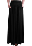 High Waist Shirring Maxi Skirt With Pockets – Trendy United