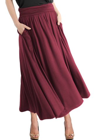 High Waisted Fold Over Maxi Skirt – Trendy United
