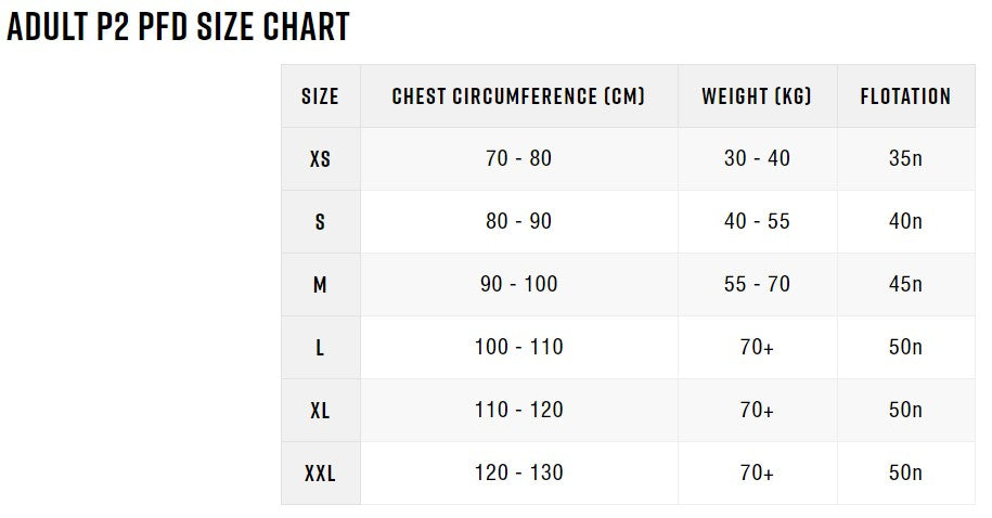 Zhik Sizing Charts – VR Marine Sailing Supply