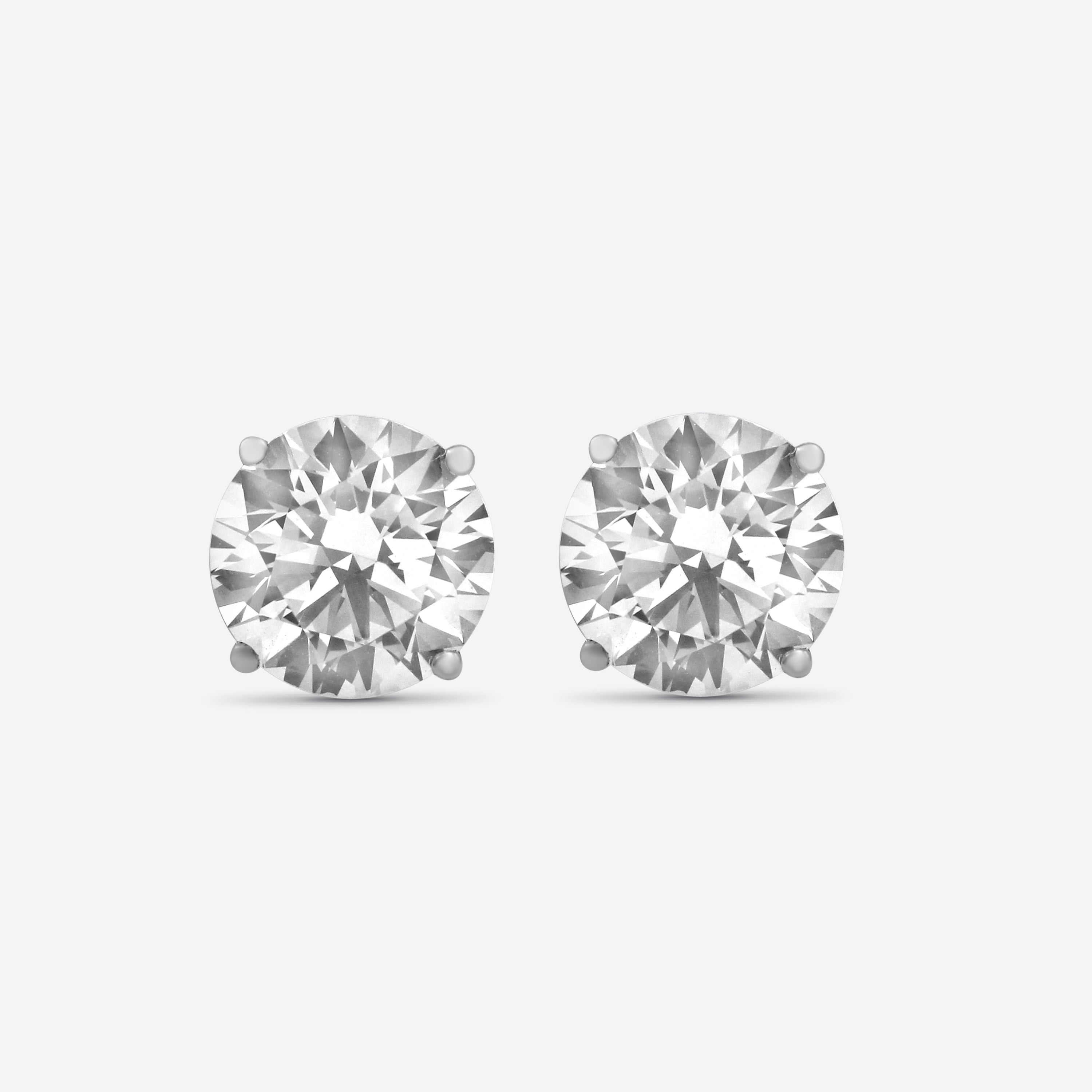 Image of Ina Mar 14K White Gold Solitaire Round Lab Grown Diamond 4.00ct.tw. Stud Earrings