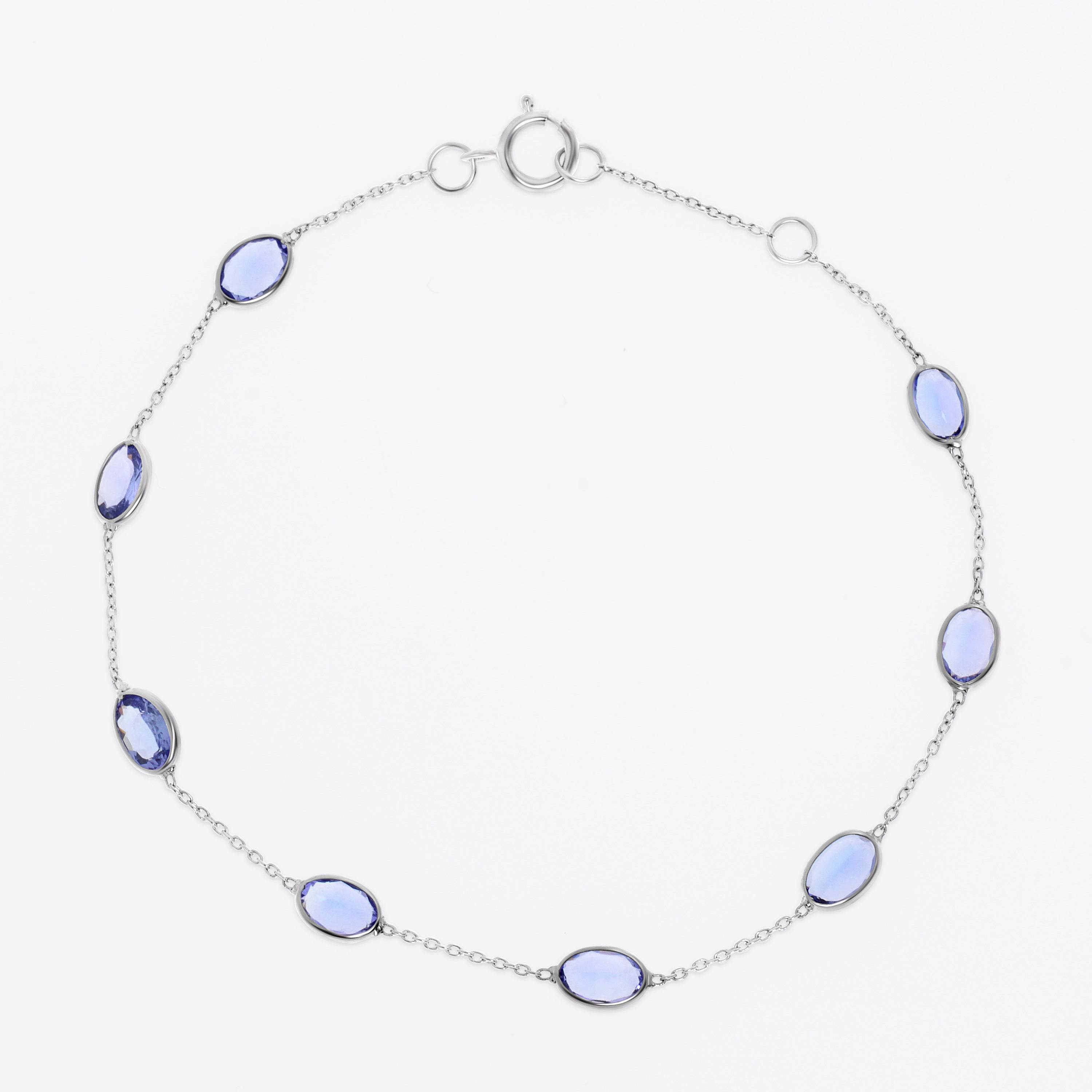 Image of SuperOro 18K White Gold, Tanzanite Gemtstone Bracelet