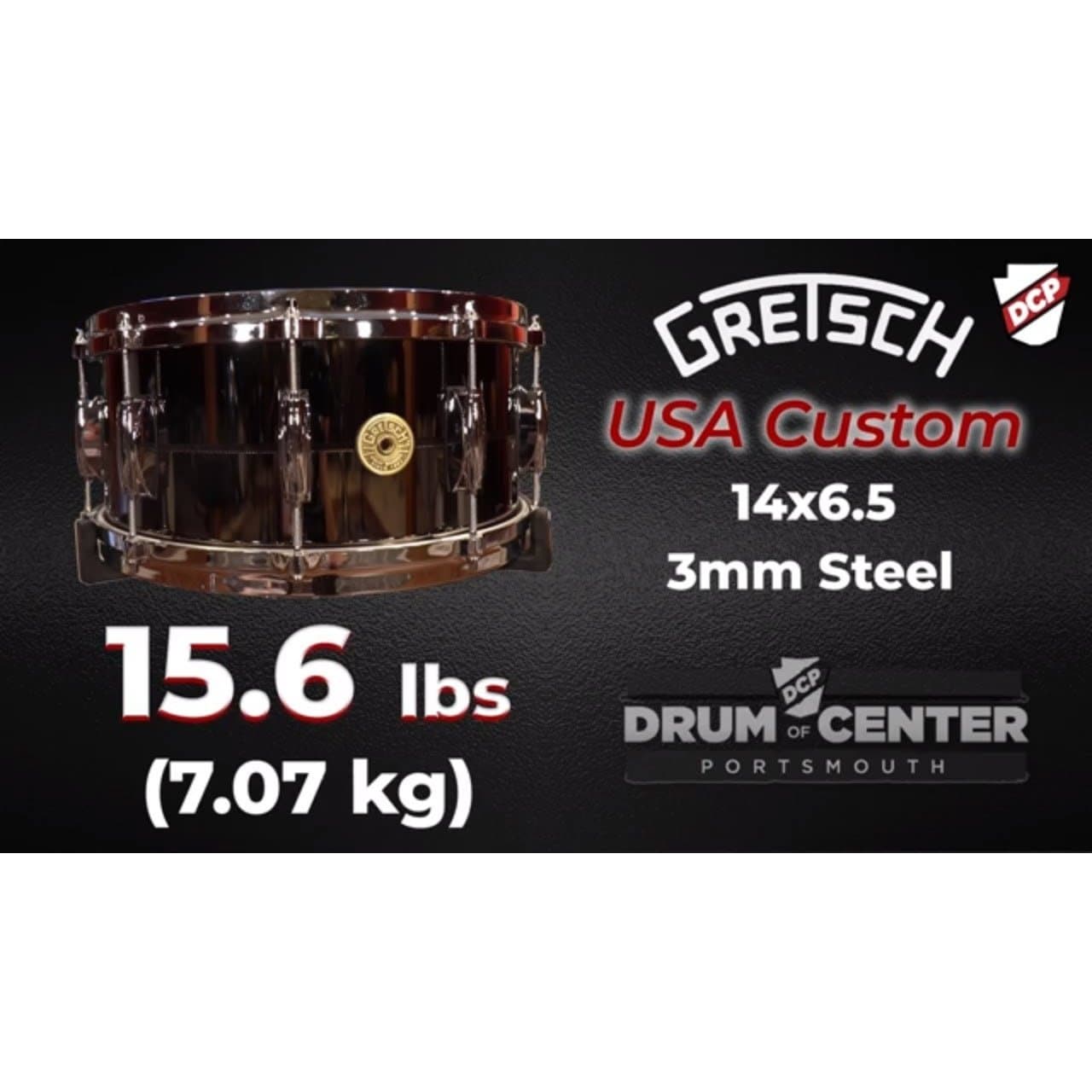 Gretsch Full Range Hammered Black Steel Snare Drum 14x6.5 | Drum