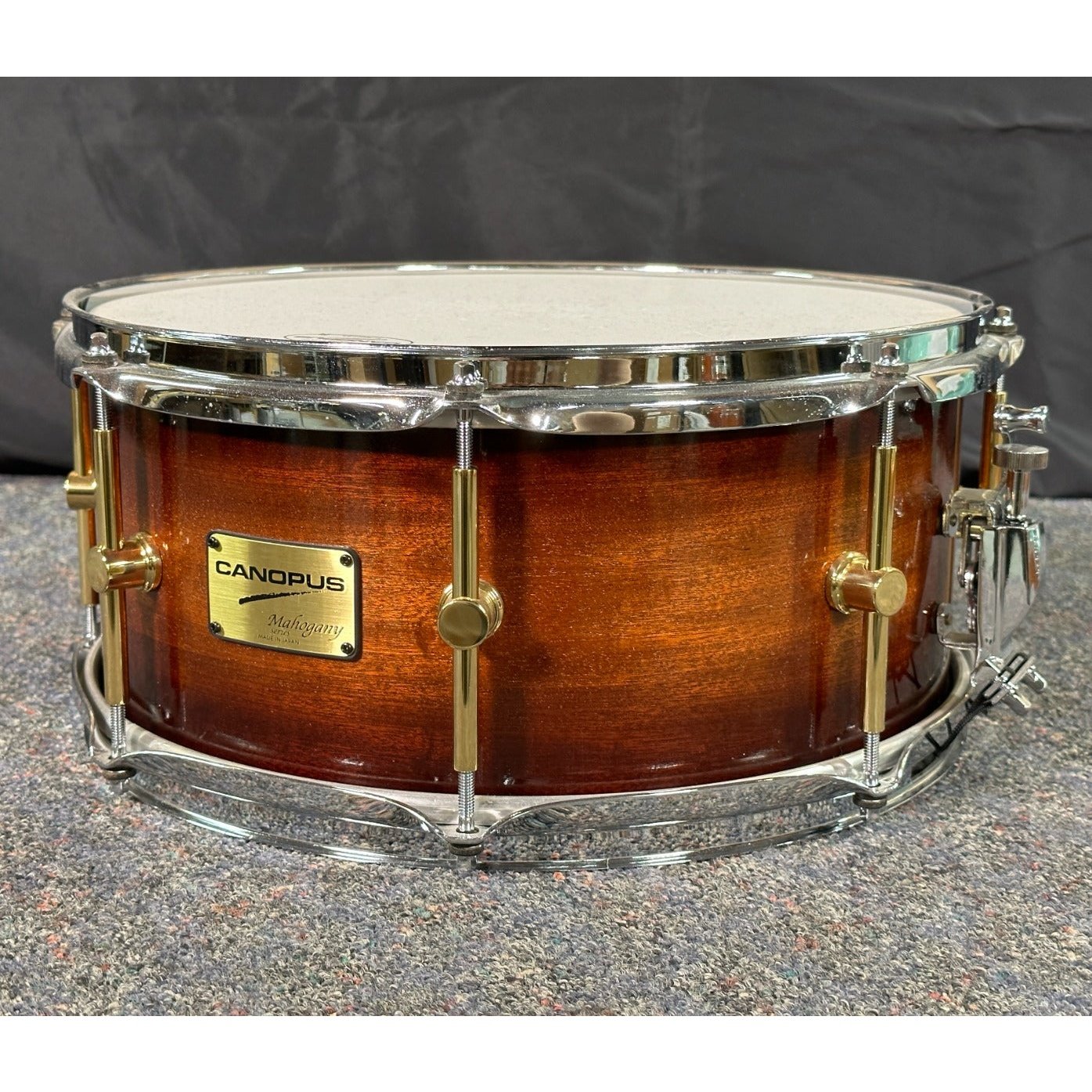 Canopus Mahogany Snare Drum 14x7 Brown Burst Lacquer w/Single