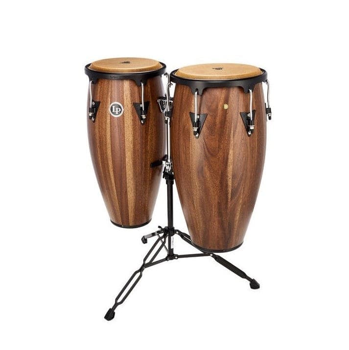 LP Aspire Wood Congas Set with Double Stand - Dark Wood Finish