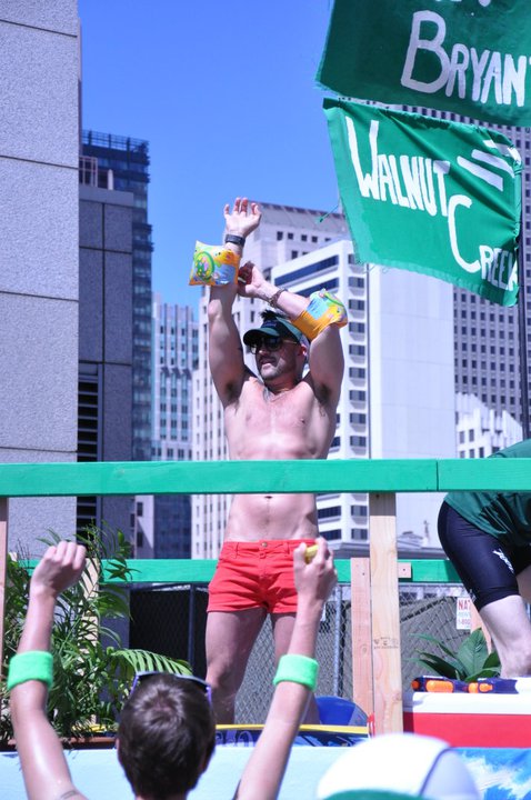 Eden on SB's Pride Parade float in 2011