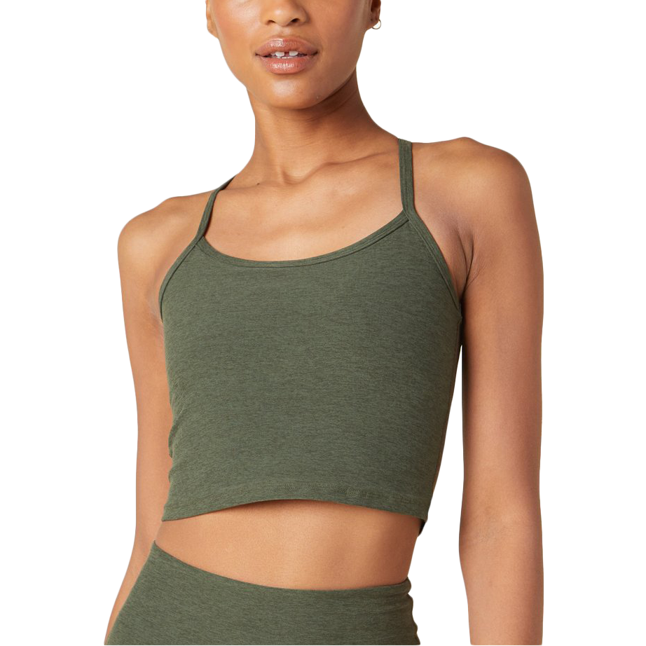 Beyond Yoga Spacedye Slim Racerback Cropped Tank in Bright Iris Heather