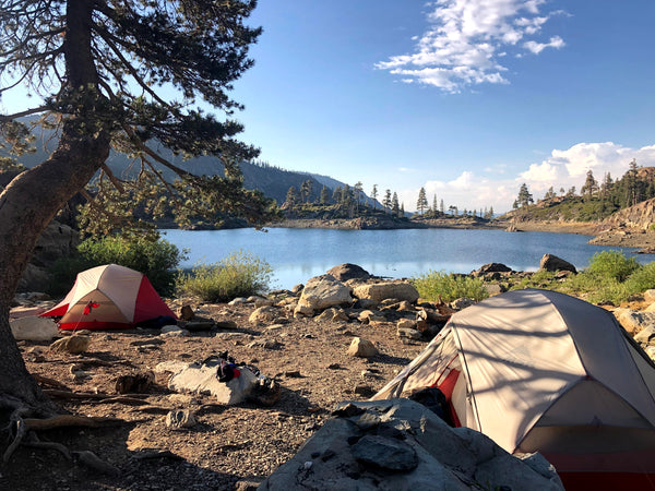 Susan's campground overlooking a lake.