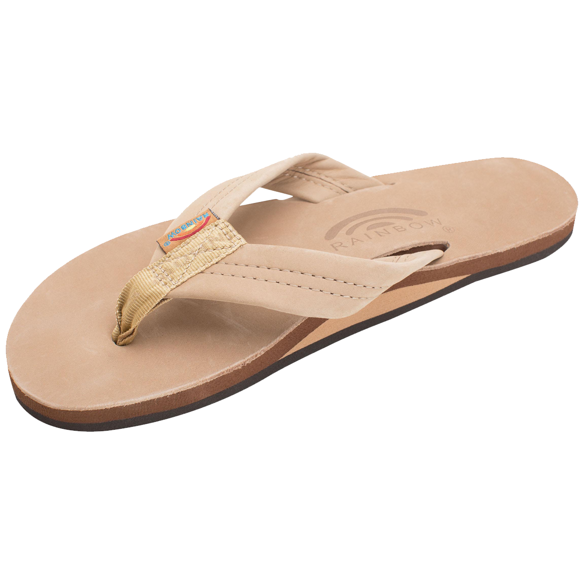 Womens Rainbow Sandals Classic Double Tan & Blue - Hope Outfitters