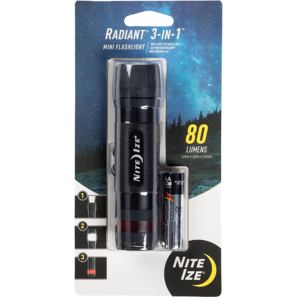 Radiant 3-in-1 Mini Flashlight - Black