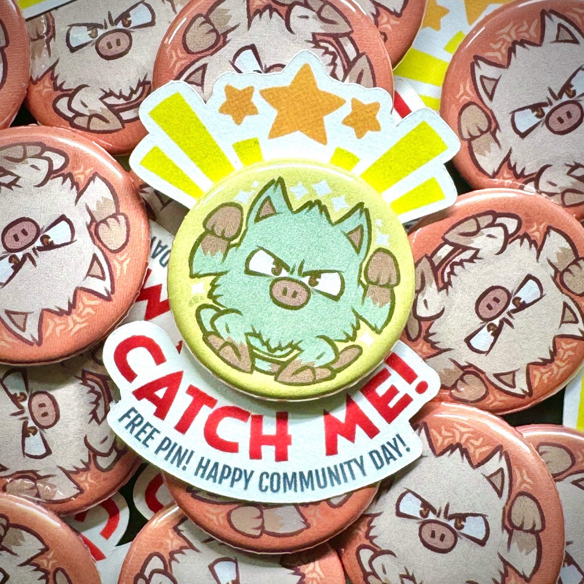 Pig Monkey Button Pin