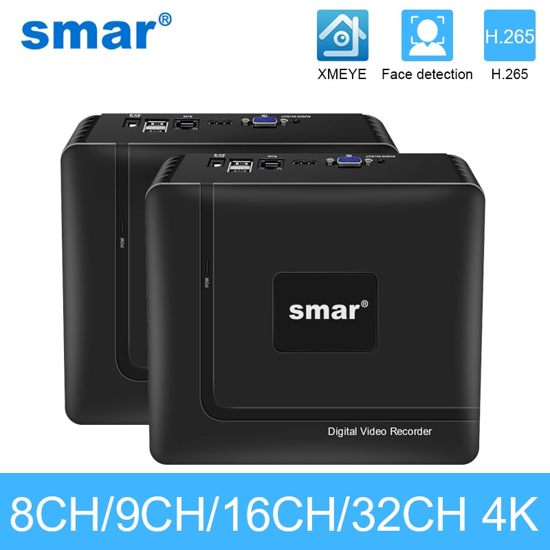 Smar H.265 CCTV NVR 9CH 10CH 16CH 32CH For 5MP 4K 1080P IP Camera Face Detection Video DVR Recorder Security System Onvif XMEYE