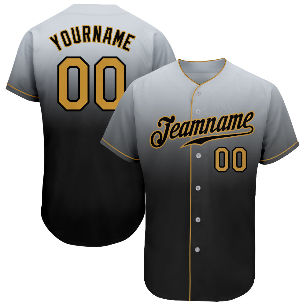 Custom Gold Black Fade Baseball Jersey - Inktee Store