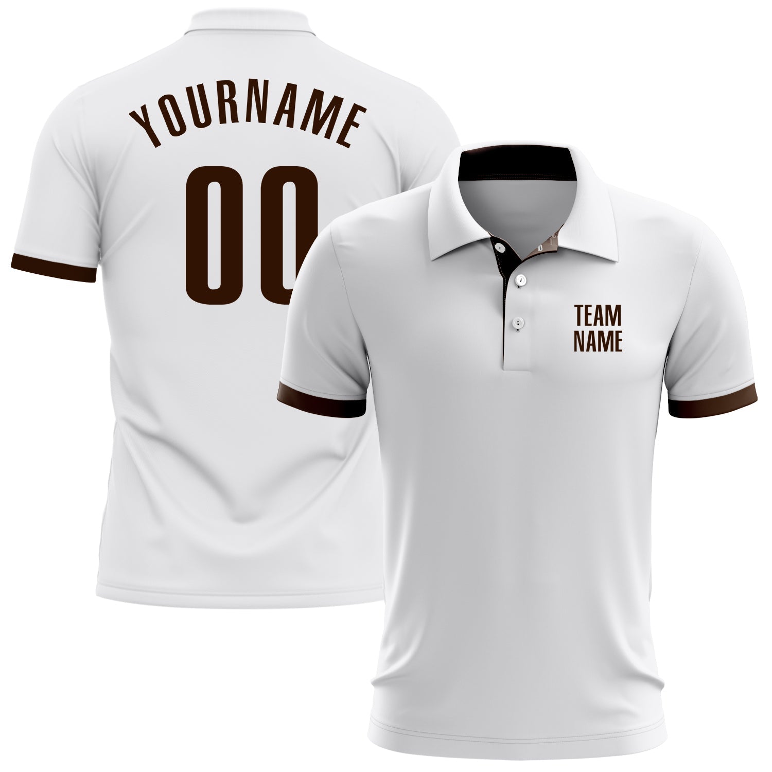 Custom White Brown Performance Golf Polo Shirt