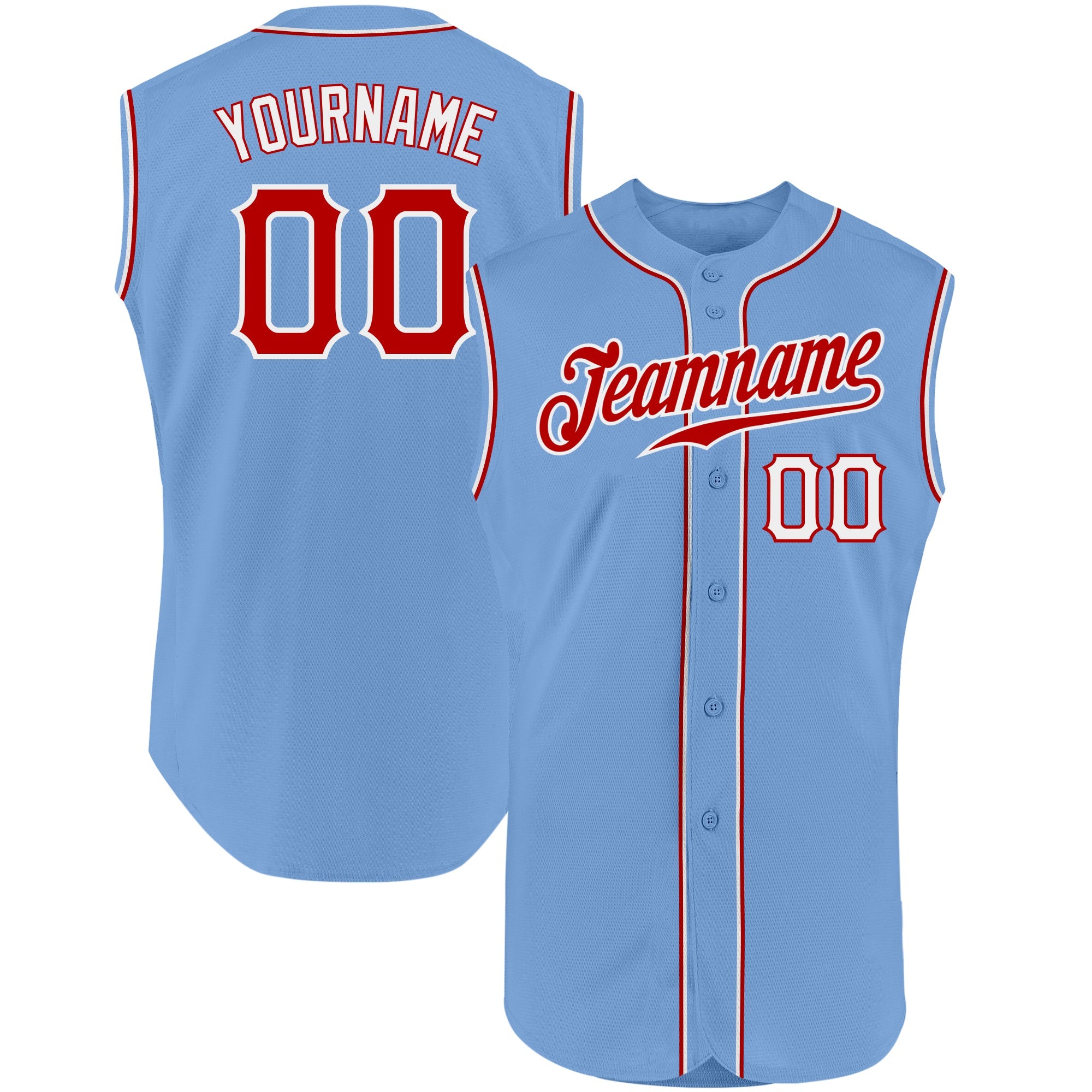 Custom Team Red Baseball White Authentic Light Blue Jersey Discount –  snapmade