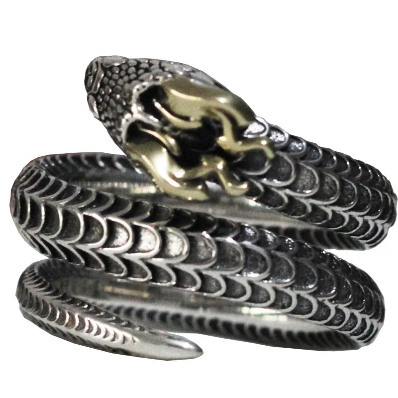 925 Silver Horned Snake Punk Ring - Image 7