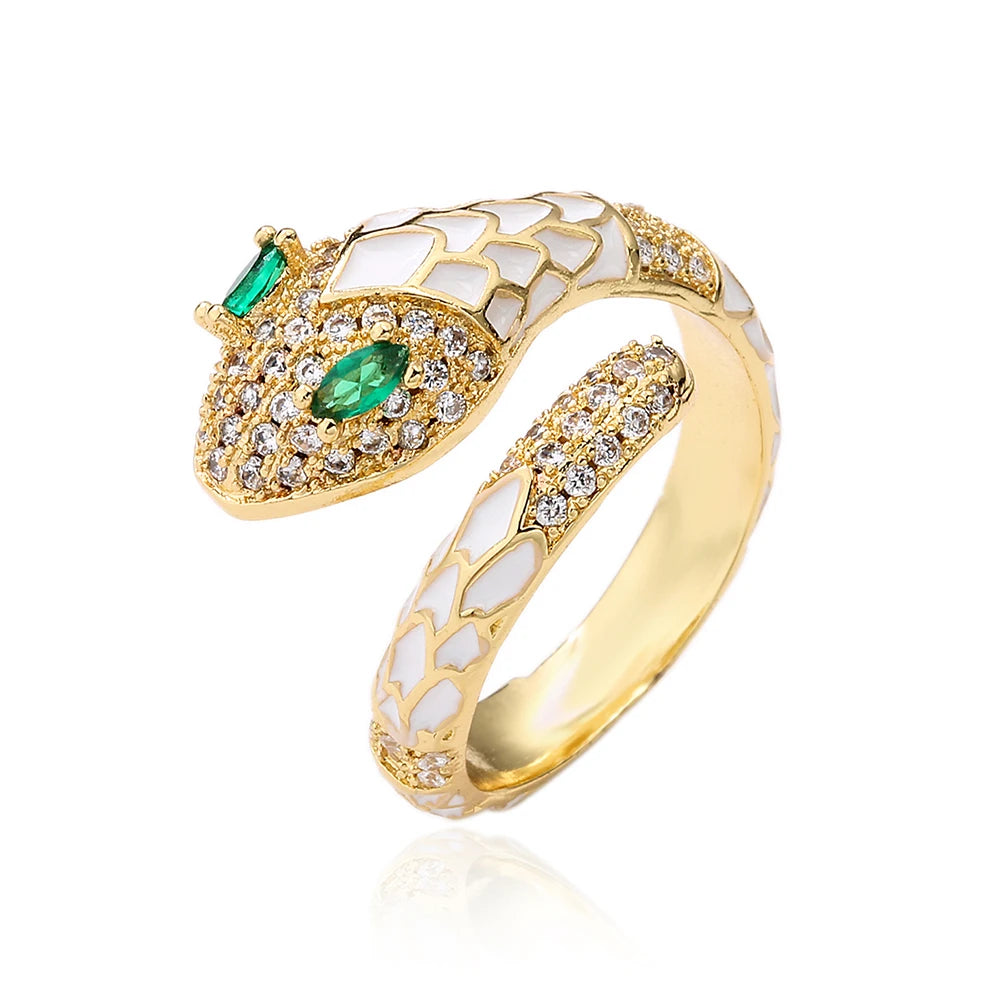 Luxury Snake Open Rings - 6 Colors, CZ Pave - Image 9