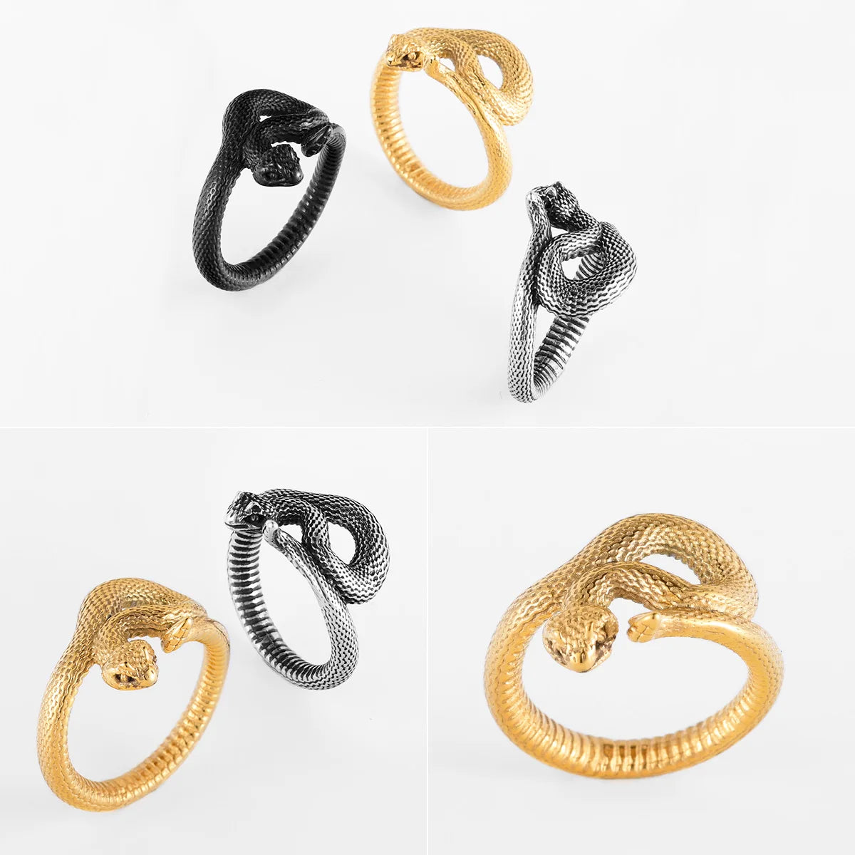 Stainless Steel Viper Snake Ring - Punk Biker Jewelry - Image 28