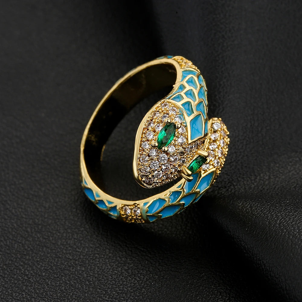 Luxury Snake Open Rings - 6 Colors, CZ Pave - Image 7