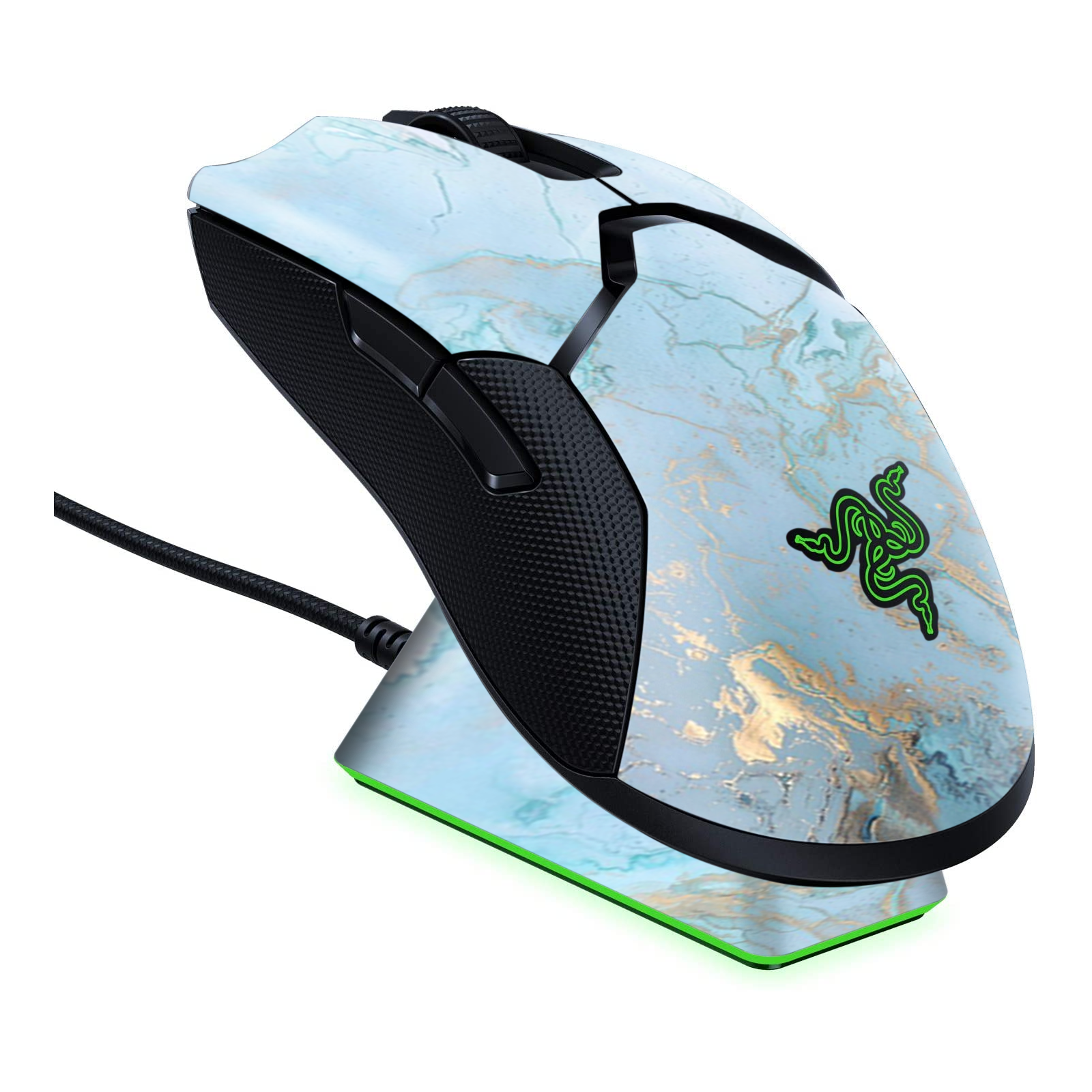 Teal Blue Gold White Marble Granite Skin For Razer Viper Ultimate Itsaskin Com