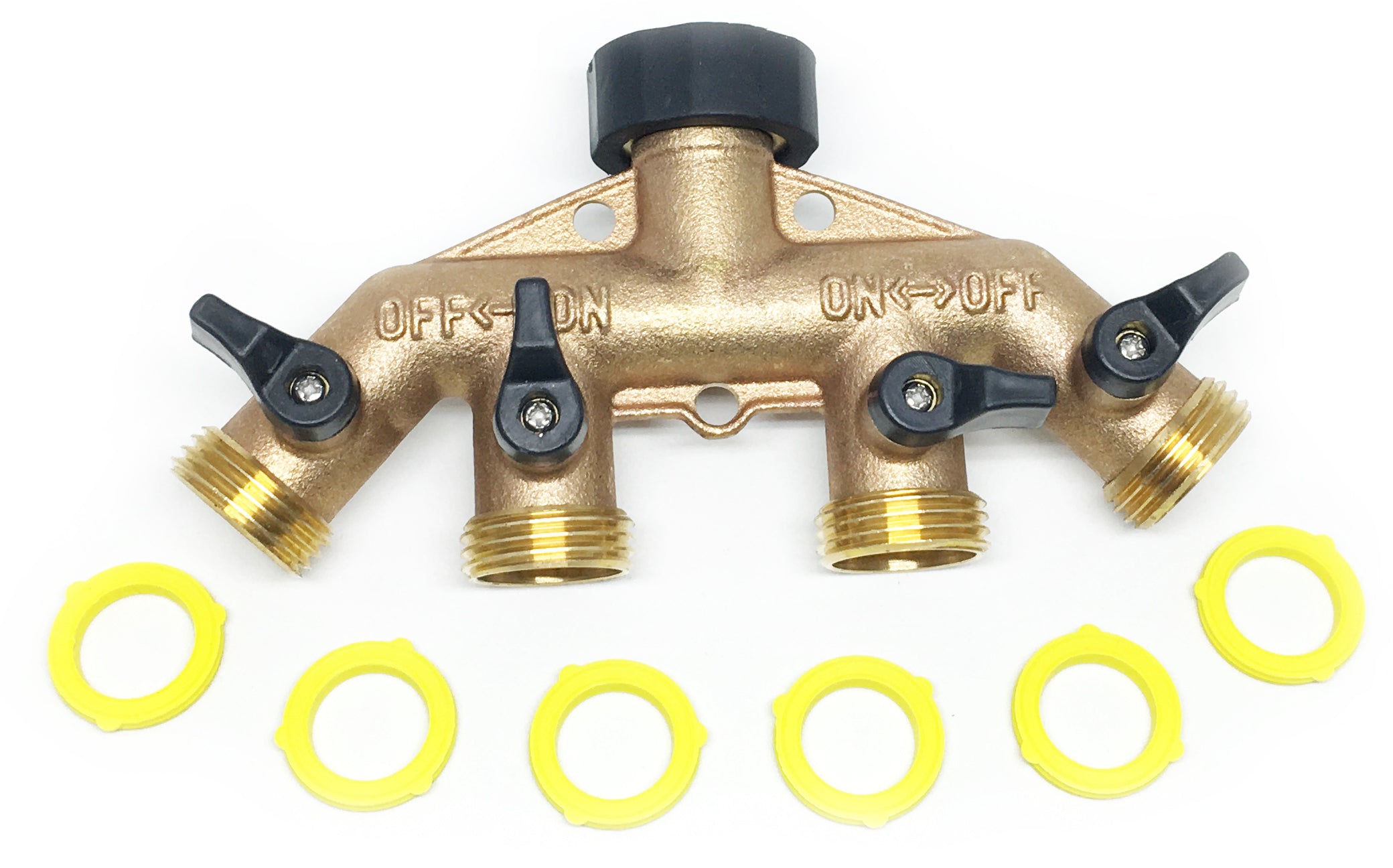 4 Way Water Shut Off Valve Solid Brass Heavy Duty Diehard