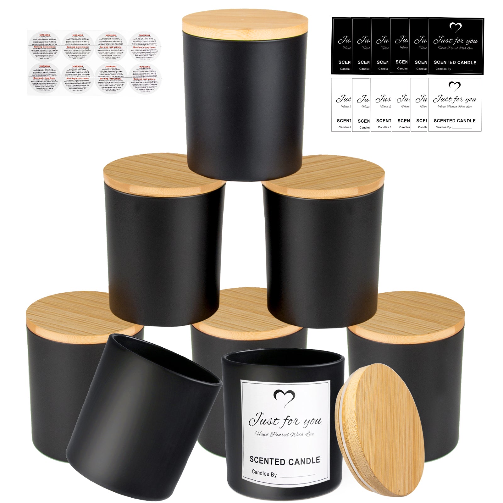 8 Pack 14 OZ Empty Black Glass Candle Jars for Making Candles
