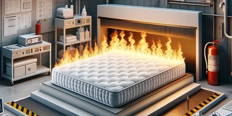 Mattress on fire in testing lab