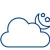 Moon, stars, and cloud icon symbolizing DLX's 120-night risk-free trial.
