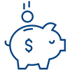 Piggy bank icon representing DLX mattress's low price guarantee