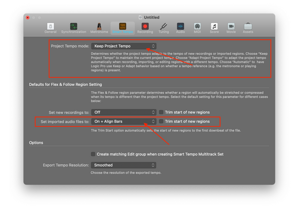 Logic Tempo Settings ( Correct)