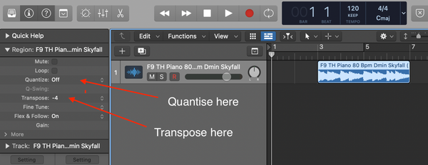Adding quantise and transpoition