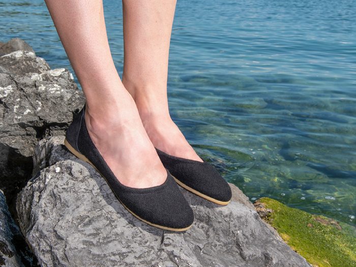 Ballet flats - Wool tweed & lambskin, navy blue, blue & black — Fashion