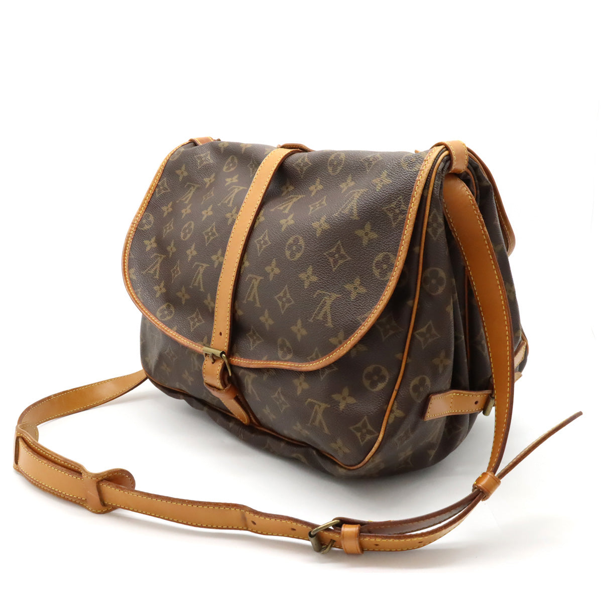 Louis Vuitton Shoulder Bag Flap Crossbody M42256 Brown Monogram Saumur 30