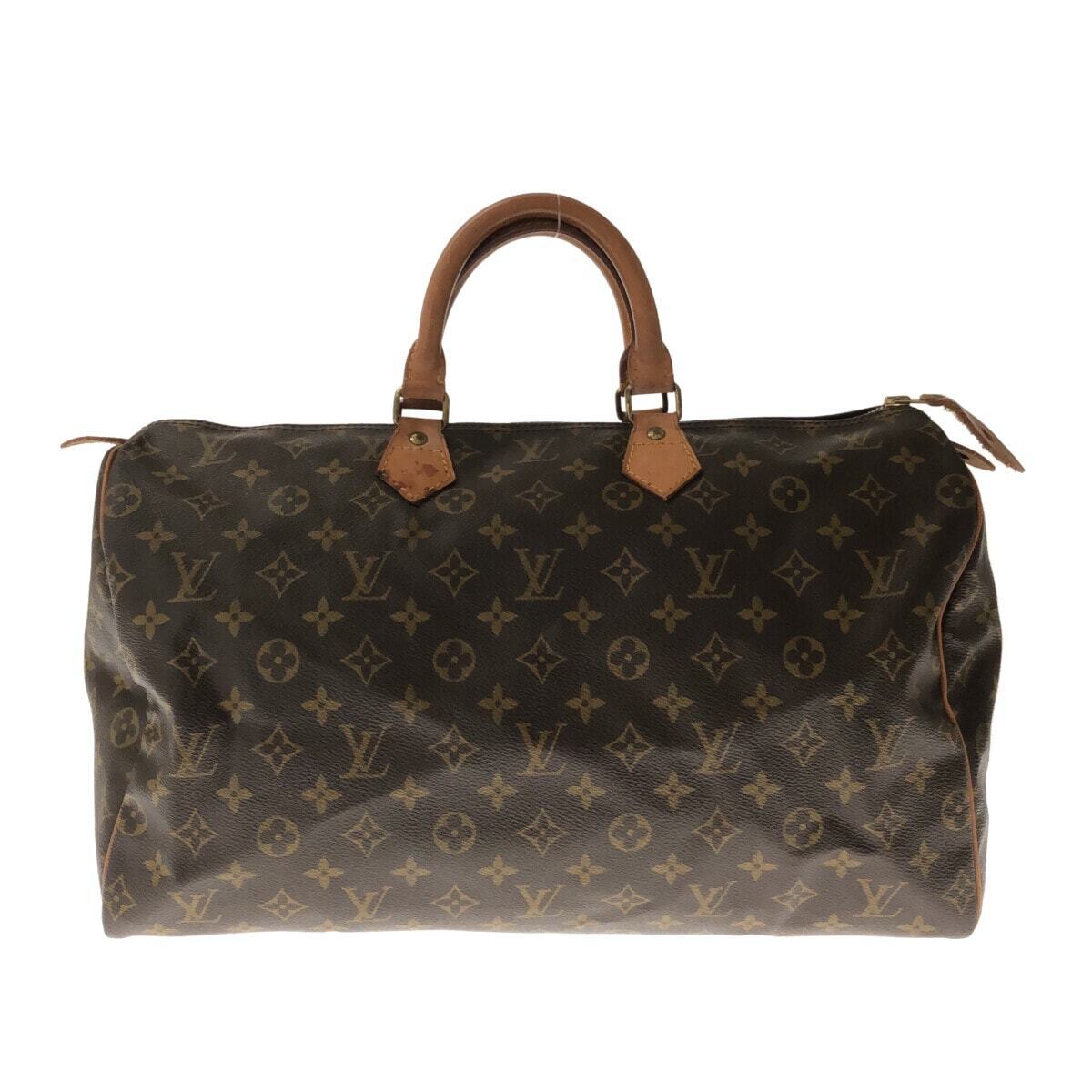 Louis Vuitton Monogram Speedy 40 Leather Fabric Brown Handbag Authentic