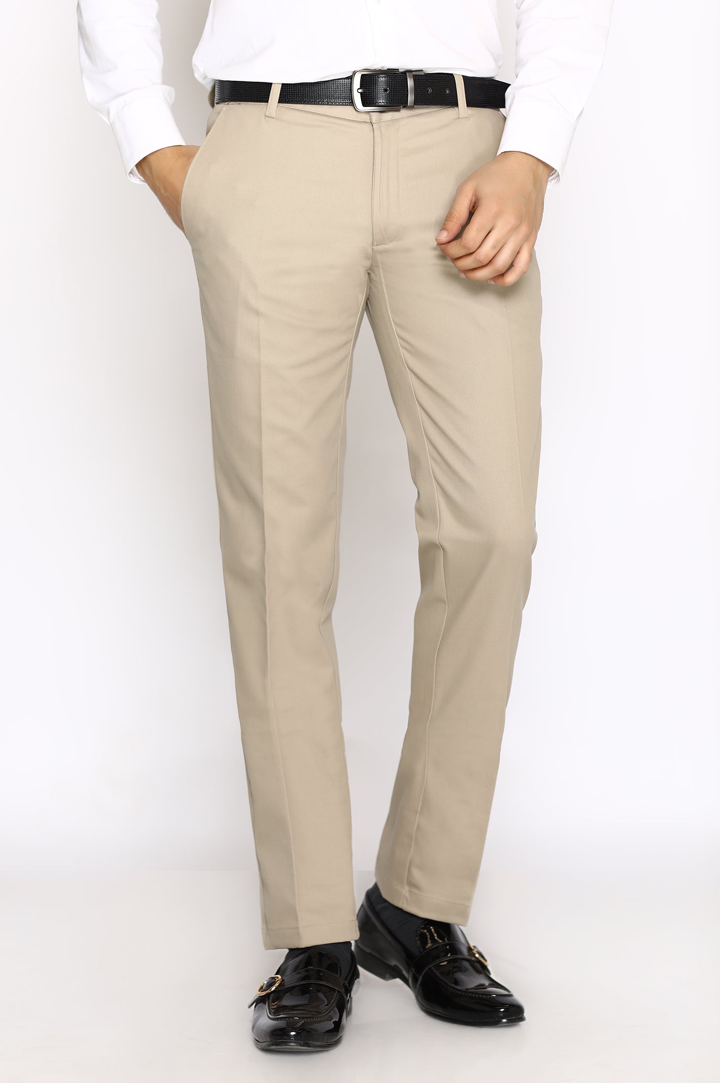 Beige Cotton Smart Fit Trouser, Diners Pakistan