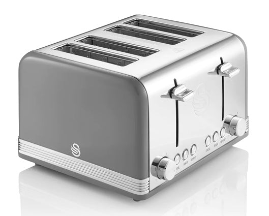 Swan 4 Slice Long Slot Toaster - Grey