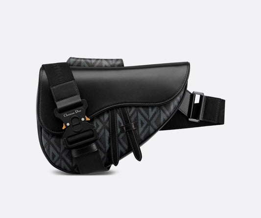 Saddle Bag with Strap Black Grained Calfskin