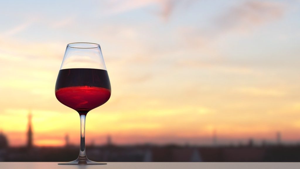 Red wine with a Sunset