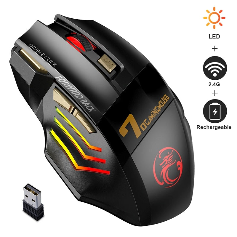 Wireless RGB Mouse Gamer Computer Mouse Ergonomic Gaming Mouse Silent Rechargeable Mouse Wireless USB Mouse For Laptop PC