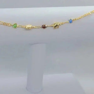 Brand New Brazilian 18k Gold Filled 2 Elephants w/ beaded colors anklet - Radiant Fashion LLC