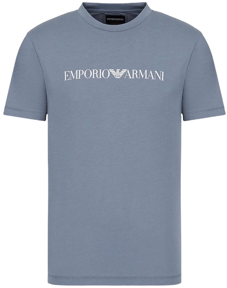 Emporio Armani Chest Logo T-Shirt: ASH BLUE – HEMINGCO