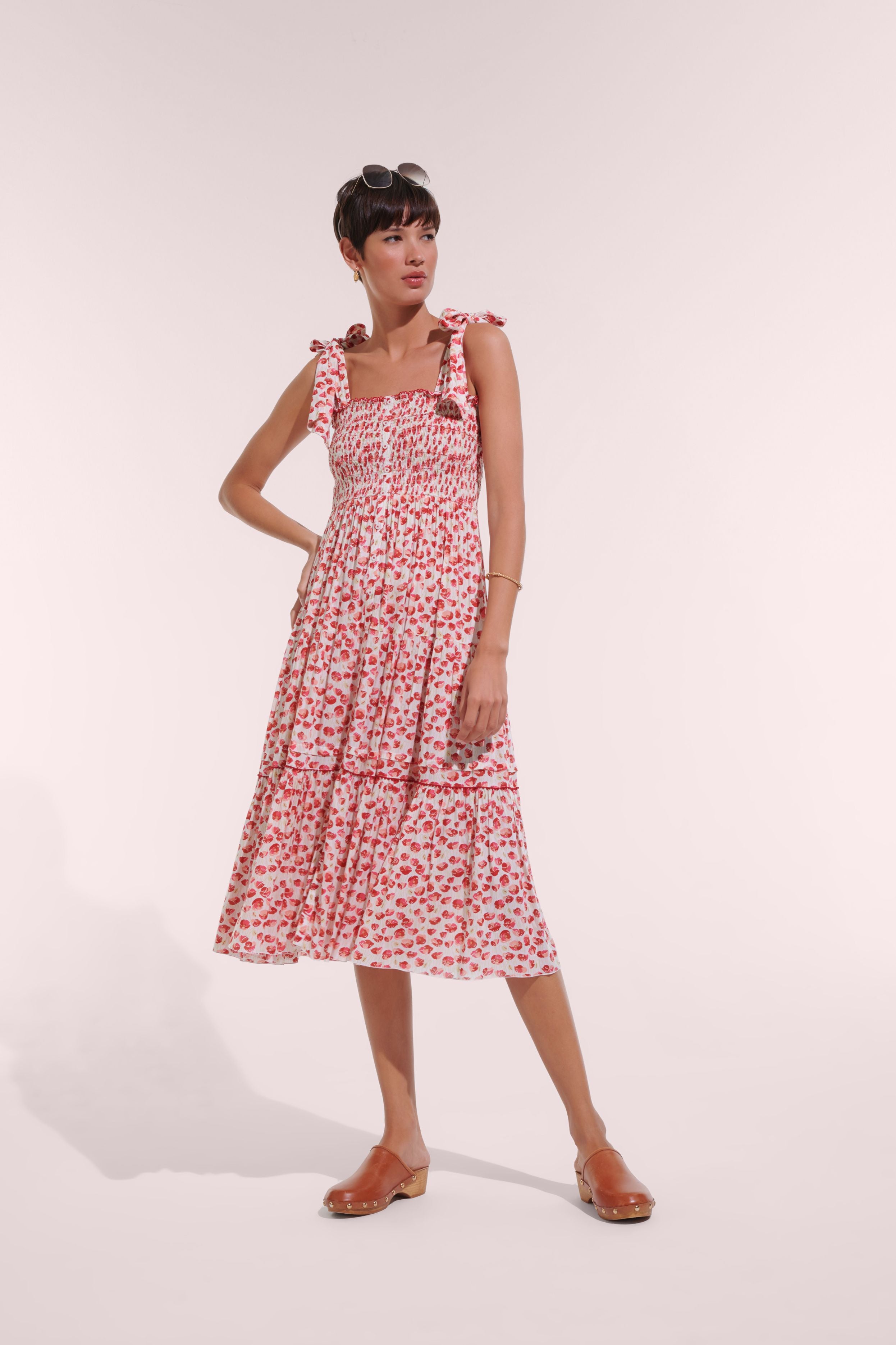 Shop Poupette St Barth Long Dress Triny In White Red Alamy