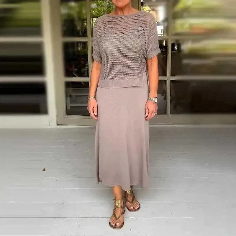 Conjunto Maresia™ com Top de Crochê Artesanal e Vestido Fluido / Elegância Despojada para os Dias de Verão! 2