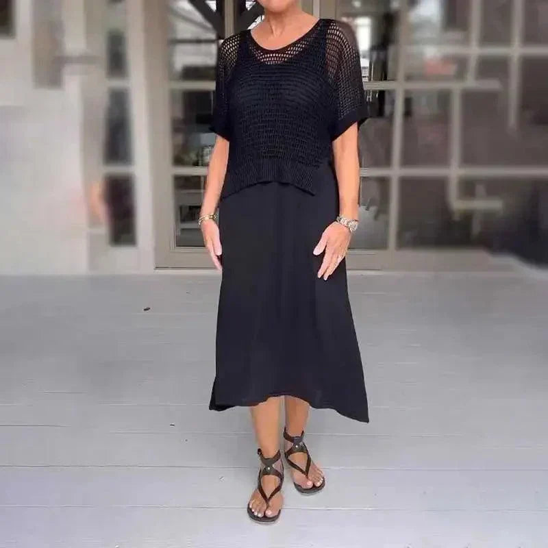 Conjunto Maresia™ com Top de Crochê Artesanal e Vestido Fluido / Elegância Despojada para os Dias de Verão! 3