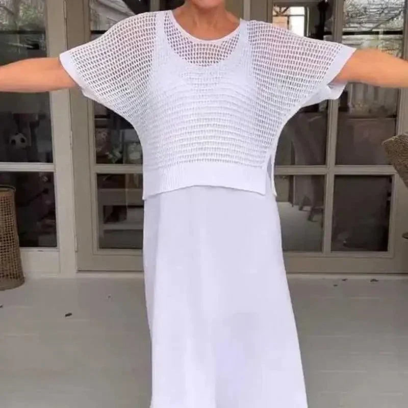 Conjunto Maresia™ com Top de Crochê Artesanal e Vestido Fluido / Elegância Despojada para os Dias de Verão! 7